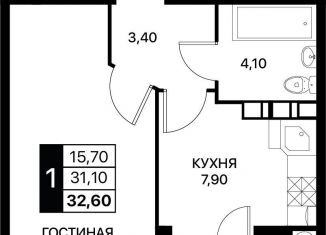 Продам однокомнатную квартиру, 32.6 м2, Ростовская область