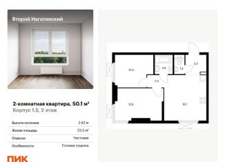 Продается двухкомнатная квартира, 50.1 м2, Москва, метро Нагатинская