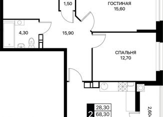 Продаю 2-комнатную квартиру, 70.9 м2, Ростовская область