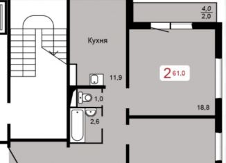 2-комнатная квартира в аренду, 61 м2, Красноярск, Судостроительная улица, 31Д