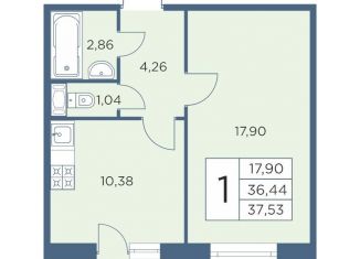 1-комнатная квартира на продажу, 37.5 м2, Санкт-Петербург, улица Александра Матросова, 8к3, метро Выборгская