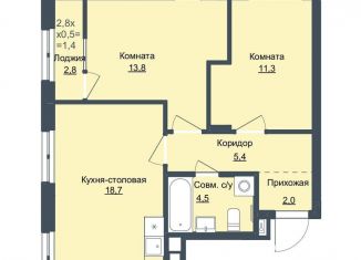 Продам двухкомнатную квартиру, 55.7 м2, Ижевск, Северо-Западный жилой район