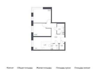 3-комнатная квартира на продажу, 52.8 м2, поселение Филимонковское, ЖК Цветочные Поляны, Золотошвейная улица