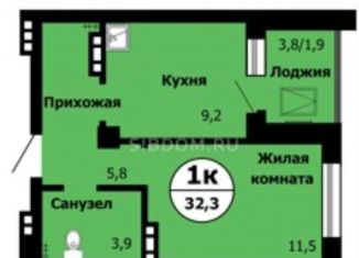Продается однокомнатная квартира, 32.3 м2, Красноярск, ЖК Серебряный