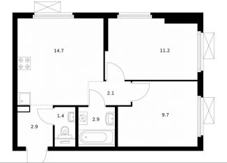 Продам двухкомнатную квартиру, 44.9 м2, Котельники, ЖК Кузьминский Лес