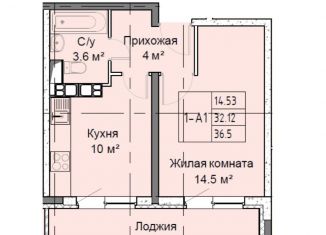 1-комнатная квартира на продажу, 35.8 м2, Ступино