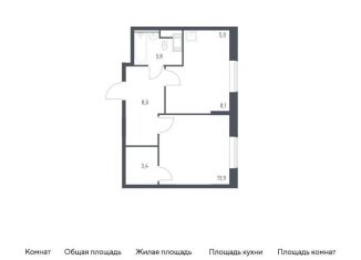 Продается 1-ком. квартира, 42.2 м2, деревня Середнево, жилой комплекс Цветочные Поляны Экопарк, к2