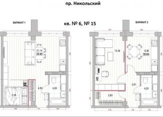 1-комнатная квартира на продажу, 35 м2, Архангельск, Соломбальский округ, улица Пахтусова, 9