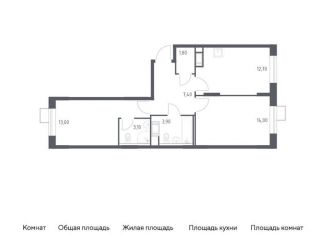 2-комнатная квартира на продажу, 55.9 м2, деревня Середнево, жилой комплекс Цветочные Поляны Экопарк, к1
