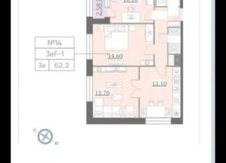Продается 3-комнатная квартира, 62.2 м2, Санкт-Петербург, Красногвардейский переулок, 14, метро Чёрная речка