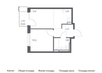 Продается двухкомнатная квартира, 34.7 м2, Московская область, жилой комплекс Прибрежный Парк, 10.2