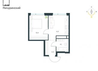 Продам однокомнатную квартиру, 32.8 м2, Москва, жилой комплекс Левел Мичуринский, к9