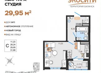 Продается квартира студия, 30 м2, Ульяновск, жилой комплекс ЭкоСити, 11, ЖК ЭкоСити