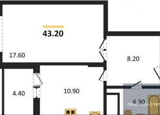 Однокомнатная квартира на продажу, 43.2 м2, Воронеж, ЖК Высота, Краснознамённая улица, 57/5