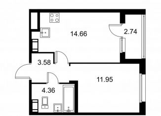 1-комнатная квартира на продажу, 35.9 м2, Колпино