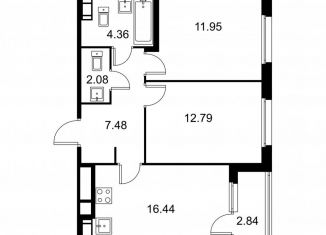 Продается двухкомнатная квартира, 56.5 м2, Колпино