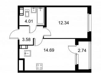 Продам однокомнатную квартиру, 36 м2, Колпино