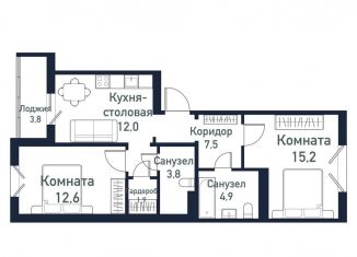 Продажа 2-комнатной квартиры, 57.9 м2, посёлок Западный, улица имени капитана Ефимова, 4