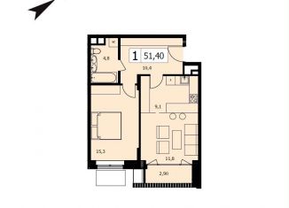 Продам 1-комнатную квартиру, 51.4 м2, Москва, улица Академика Павлова, 7, район Кунцево