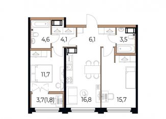 Продам двухкомнатную квартиру, 64.3 м2, Вологодская область
