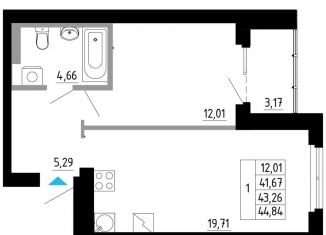 Продается однокомнатная квартира, 43.3 м2, Екатеринбург, Походная улица, 12, метро Ботаническая