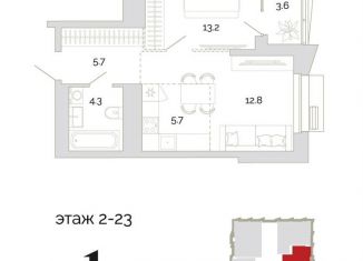 Продается однокомнатная квартира, 45.3 м2, Пензенская область