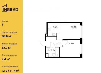 Продается двухкомнатная квартира, 38.8 м2, Мытищи, жилой комплекс Белый мыс, к11.2