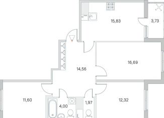 Продам 3-комнатную квартиру, 78.8 м2, городской посёлок Янино-1, ЖК Ясно-Янино