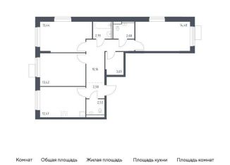 Трехкомнатная квартира на продажу, 78.4 м2, Москва