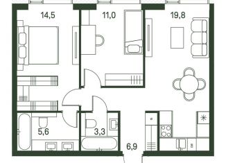 Продам 2-ком. квартиру, 61.1 м2, Москва, 4-й Красногорский проезд, метро Войковская