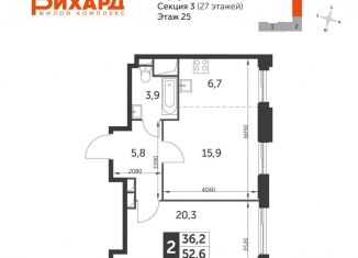 Продаю двухкомнатную квартиру, 53.5 м2, Москва, САО, улица Зорге, 9к1