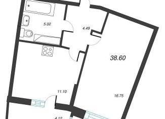 Продажа однокомнатной квартиры, 41.5 м2, Мурино