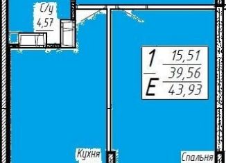 1-комнатная квартира на продажу, 43.9 м2, Краснодар, Агрономическая улица, 2/1, микрорайон Горхутор