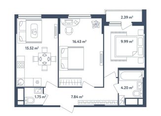 Продаю 2-комнатную квартиру, 56.9 м2, поселок Мещерино