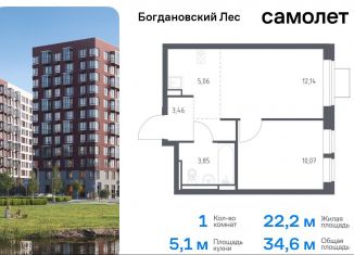 1-ком. квартира на продажу, 34.6 м2, Ленинский городской округ, жилой комплекс Богдановский Лес, 7.4