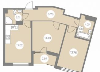 Продажа 2-комнатной квартиры, 62.4 м2, Санкт-Петербург, улица Строителей, 3к2, метро Проспект Просвещения