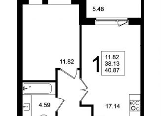 Продаю 1-комнатную квартиру, 40.9 м2, Московская область