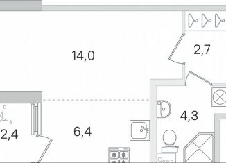 Квартира на продажу студия, 28.6 м2, Пушкин