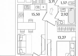 Продажа 1-комнатной квартиры, 39.3 м2, Санкт-Петербург, Октябрьская набережная, 116