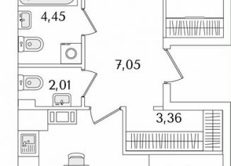 Продаю 2-комнатную квартиру, 68.5 м2, Санкт-Петербург, метро Пролетарская, Октябрьская набережная, 116