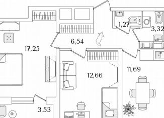 Продам 2-ком. квартиру, 54.5 м2, Санкт-Петербург, муниципальный округ Народный, Октябрьская набережная, 116