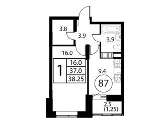 Продам 1-ком. квартиру, 38.3 м2, Домодедово