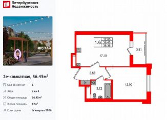 Продажа 1-ком. квартиры, 36.5 м2, посёлок Шушары