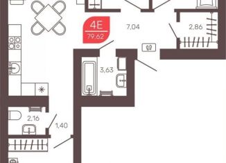 Продаю 4-ком. квартиру, 79.6 м2, Забайкальский край