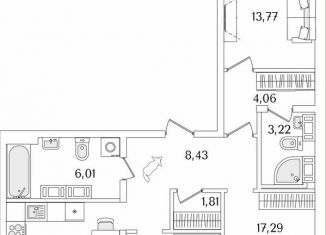 Продаю трехкомнатную квартиру, 87.1 м2, Санкт-Петербург, метро Пролетарская, Октябрьская набережная, 116