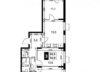 Продаю 3-ком. квартиру, 74.9 м2, Химки