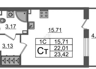 Продажа квартиры студии, 23.4 м2, Санкт-Петербург, муниципальный округ Пулковский Меридиан, Пулковское шоссе, 99к5