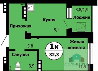 Продаю однокомнатную квартиру, 32.7 м2, Красноярский край, Лесопарковая улица, 43