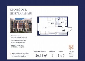Продается квартира студия, 26.7 м2, Кронштадт