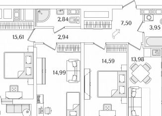 3-ком. квартира на продажу, 77.9 м2, Санкт-Петербург, метро Пролетарская, Октябрьская набережная, 116